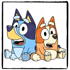 BLUEY and Bingo Sitting Happy Blue Kids TV Design