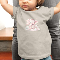 Cute Pink Elephant Sitting On Clouds Pattern Design