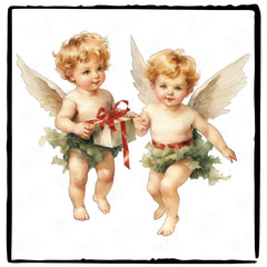 Christmas Two Angels Aesthetic Pattern Design