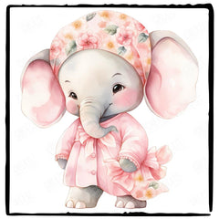 Cute Pink Elephant Ready To Sleep Pattern Design