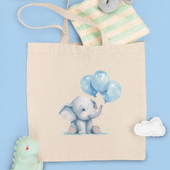Cute Blue Elephant Holding Balloons Pattern Design