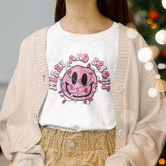 Merry And Bright Pink Smiley Face Tree Lights Christmas Design