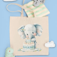 Blue Cute Elephant Decorating Bday Cake Pattern Design