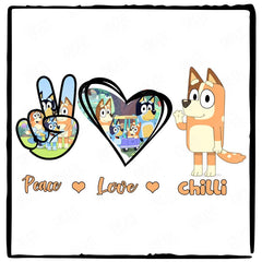 BLUEY Peace Love Chilli Blue Kids TV Design
