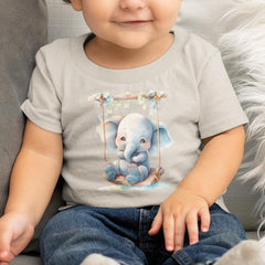 Blue Elephant On A Swing Floral Pattern Design