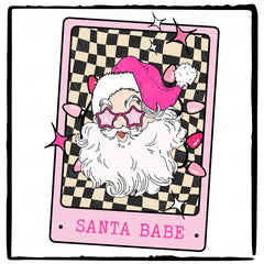 Santa Babe Queer Pink Checkerboard Funky Christmas Design