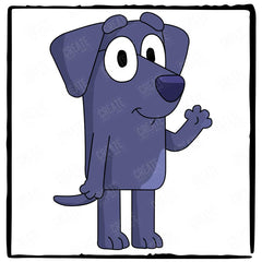 BLUEY Jean Luc Waving Happy Blue Kids TV Design