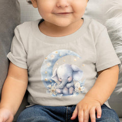 Blue Elephant Moon & Stars Pattern Design