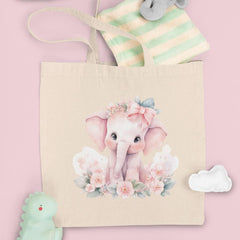 Cute Pink Elephant Floral Pattern Design
