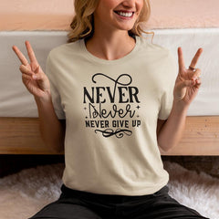 Never Never Never Give Up Simple Black Line Quote Affirmation Design