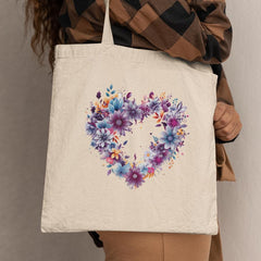 Love Heart Shape with Purple Flowers Design