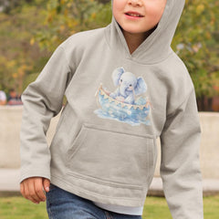 Cute Blue Elephant Swimming Boat Pattern Design