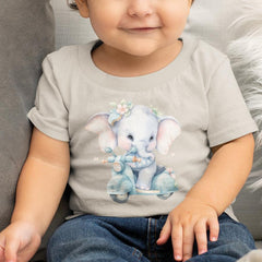 Blue Elephant Floral Scooter Pattern Design