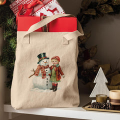 Christmas Snowman And A Boy Aesthetic Pattern Design