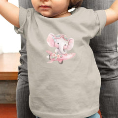 Cute Pink Elephant Flying Plane Pattern Design