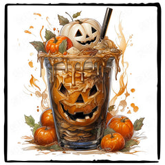 Halloween Coffee Pumpkin Spice Spooky Fall Pattern Design