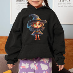 Green Eyed Orange and Black Witch Kids Halloween Character Design