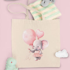 Cute Pink Elephant Bday Heart Shaped Balloons Pattern Design
