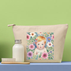 Red Head Baby In Flowers Design