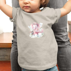 Cute Pink Elephant Plane In Clouds Pattern Design
