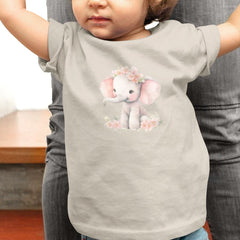 Cute Pink Elephant Sitting Flower Crown Pattern Design