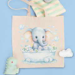Cute Blue Elephant Taking A Bath Pattern Design