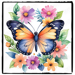 Watercolour Butterfly with Spring Wreath Design
