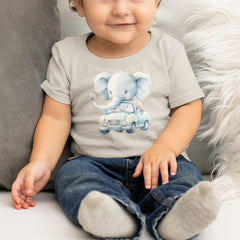 Cute Blue Elephant In Car Pattern Design