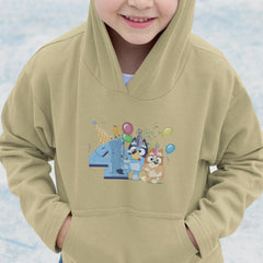 Happy Bluey & Bingo Character 4th Birthday Blue Number Design