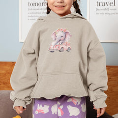 Cute Pink Elephant In A Car Pattern Design