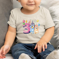 Happy Bluey & Bingo Character 3rd Birthday Pink Number Design