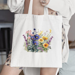 Bunch of Wild Flowers Plants Blue Yellow Purple Design