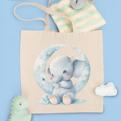 Blue Elephant Moon Pattern Design