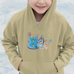 Happy Bluey & Bingo Character 8th Birthday Blue Number Design