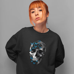 Skull with Blue Butterflies Design