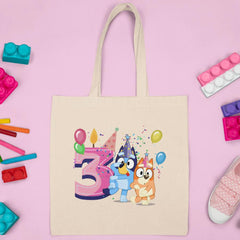 Happy Bluey & Bingo Character 3rd Birthday Pink Number Design