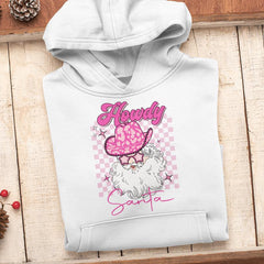 Howdy Santa Claus Pink Christmas Father Checkerboard Funky Christmas Design
