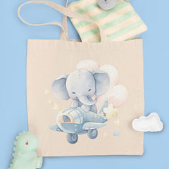 Cute Blue Elephant Plane Pattern Design