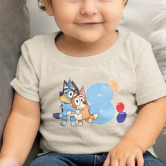 Happy Bluey & Bingo Character 8th Birthday Balloons Number Design