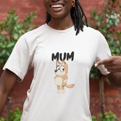 BLUEY Chilli Mum Stading Left Blue Kids TV Design