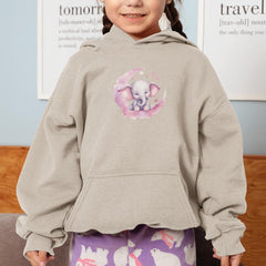 Cute Pink Elephant Cloudy Moon Stars Pattern Design