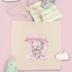 Cute Pink Elephant Clouds Umbrella Pattern Design