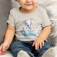 Cute Blue Elephant Floral Boat Pattern Design