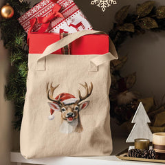 Christmas Deer With Xmas Hat Cute Pattern Design