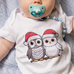 Cute Snowy Owls In Hats Kids Christmas Character Design