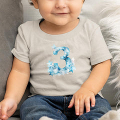 Blue Number Three Birthday Pattern Design