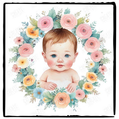 Summer Wreath with Blue Eyed Baby Design
