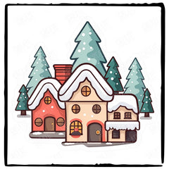 Cute Snowy Christmas Village Kids Christmas Design