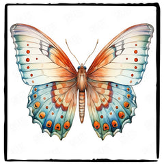 Beautiful Watercolour Blue-Golden Butterfly Pattern Design