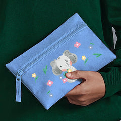 Grey Elephant with Small Flowers Design